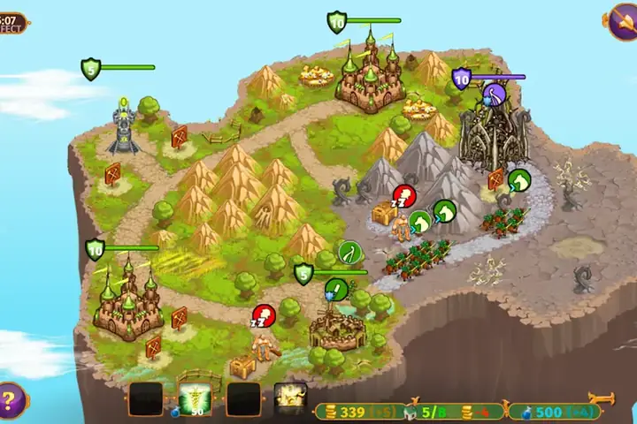 Χάρτης με οχυρά και μονοπάτια σε νησί, από το Takeover RTS